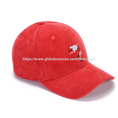 Casquettes en velours côtelé 6 panneaux avec logo brodé personnalisé de haute qualité pour femmes, casquettes de baseball en velours côtelé mode basique avec crochet et boucle et boucle en métal