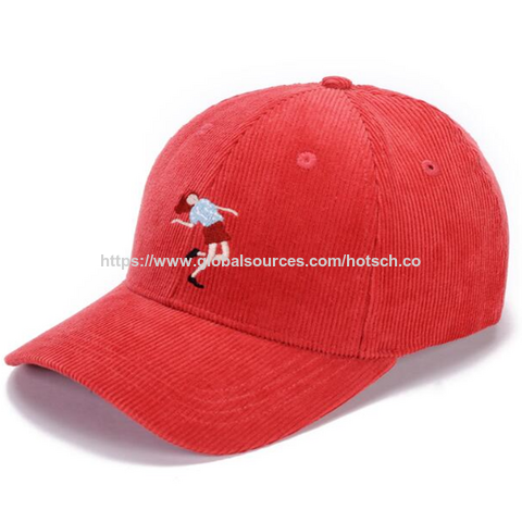 Casquettes en velours côtelé 6 panneaux avec logo brodé personnalisé de haute qualité pour femmes, casquettes de baseball en velours côtelé mode basique avec crochet et boucle et boucle en métal