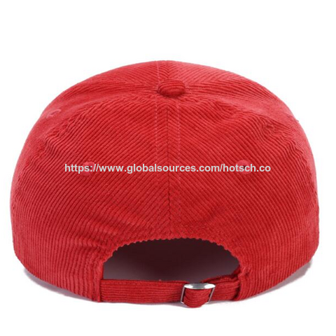 Casquettes en velours côtelé 6 panneaux avec logo brodé personnalisé de haute qualité pour femmes, casquettes de baseball en velours côtelé mode basique avec crochet et boucle et boucle en métal