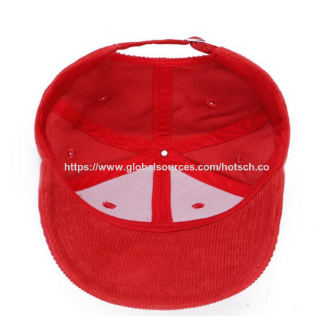 Casquettes en velours côtelé 6 panneaux avec logo brodé personnalisé de haute qualité pour femmes, casquettes de baseball en velours côtelé mode basique avec crochet et boucle et boucle en métal