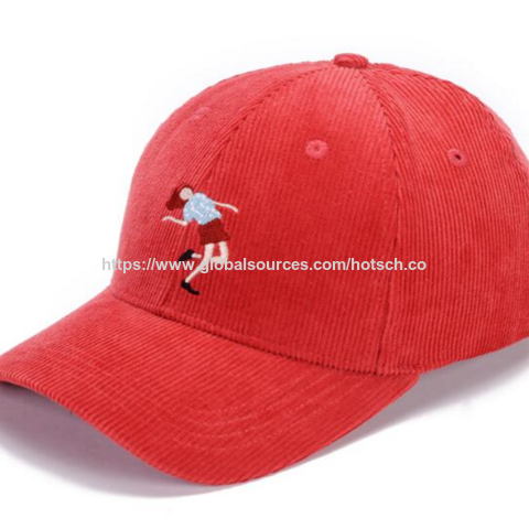 Casquettes en velours côtelé 6 panneaux avec logo brodé personnalisé de haute qualité pour femmes, casquettes de baseball en velours côtelé mode basique avec crochet et boucle et boucle en métal