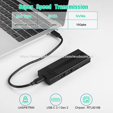 Boîtier SSD NVMe & NGFF M.2 Double Protocole Double Emplacement M.2 NVMe & M.2 SATA USB3.1 (Gen2)
