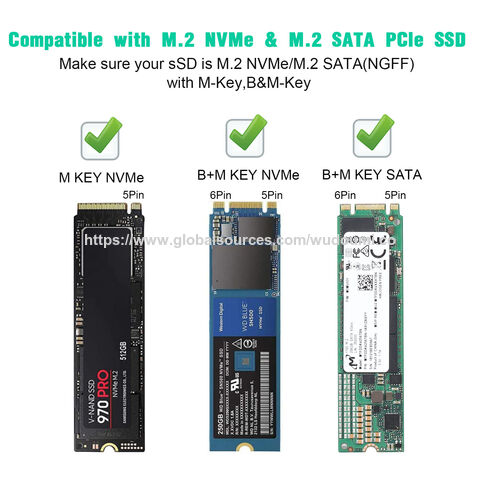 Boîtier SSD NVMe & NGFF M.2 Double Protocole Double Emplacement M.2 NVMe & M.2 SATA USB3.1 (Gen2)