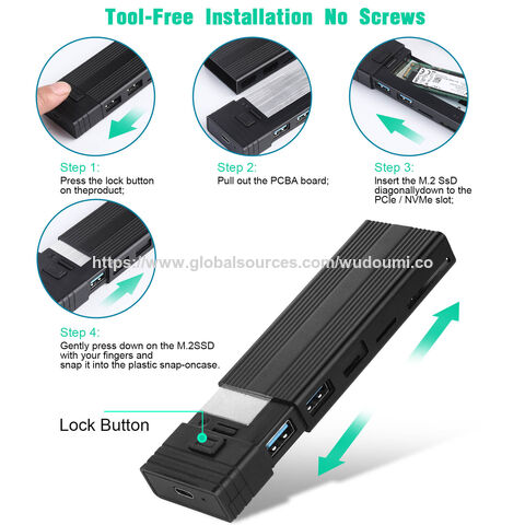 Boîtier SSD NVMe & NGFF M.2 Double Protocole Double Emplacement M.2 NVMe & M.2 SATA USB3.1 (Gen2)
