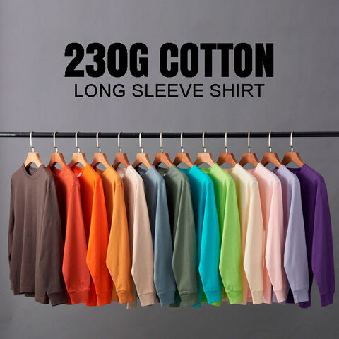 Übergroßes Langarm-T-Shirt aus 100 % Baumwolle mit geripptem Kragen, 230 g/m² Stoff für individuellen Druck im Großhandel