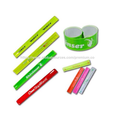 Bracelets réfléchissants promotionnels directs d'usine, bracelets élastiques, cercle de tape, bande réfléchissante en PVC, bracelets à claquer