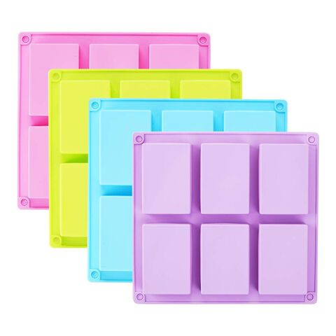 Molde de Silicone para Sabonete, 6 Cavidades de 100ml, Retangular, para Fabricação Artesanal de Sabonetes