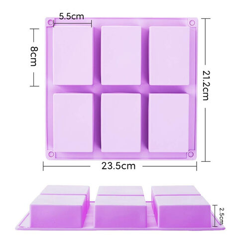 Molde de Silicone para Sabonete, 6 Cavidades de 100ml, Retangular, para Fabricação Artesanal de Sabonetes