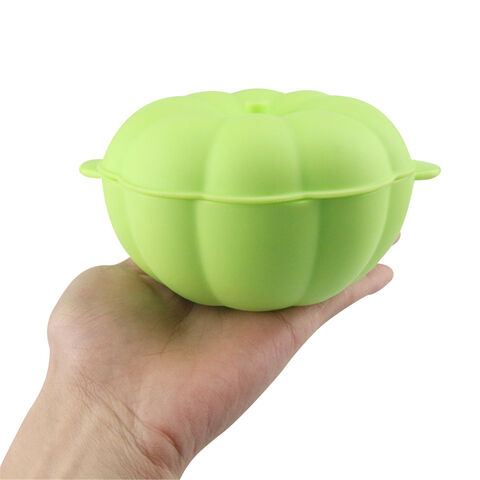 Mangkuk Bayi Silikon Anti Debu Bentuk Labu Food Grade Mangkuk Pelatihan Pemberian Makan Bayi dengan Tutup