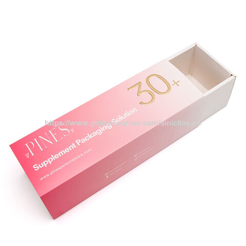 Caja de Papel Deslizable Personalizada para Mascarillas Faciales, Caja de Regalo con Estampado Dorado y Relieve