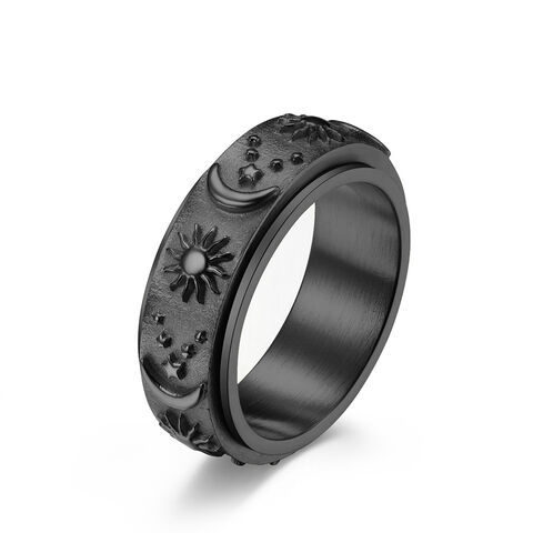 Stern Mond Sonne Titan Stahl Ring, drehbarer Dekompressionsring, modischer Edelstahl Schmuck