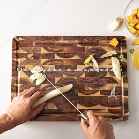 Planche à Découper en Bois d'Acacia, Grande Planche à Découper en Bois pour Cuisine Professionnelle