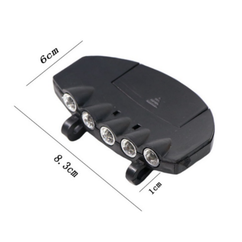 5 LED Kappenlampe, Schirmlampe, Hutlampe, Angel Stirnlampe, Nachtangel Lampe, inklusive Batterien