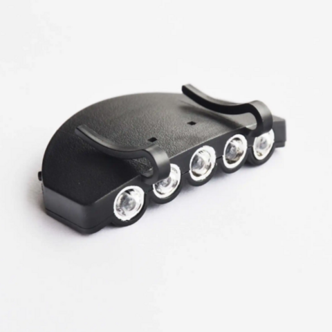 5 LED Kappenlampe, Schirmlampe, Hutlampe, Angel Stirnlampe, Nachtangel Lampe, inklusive Batterien