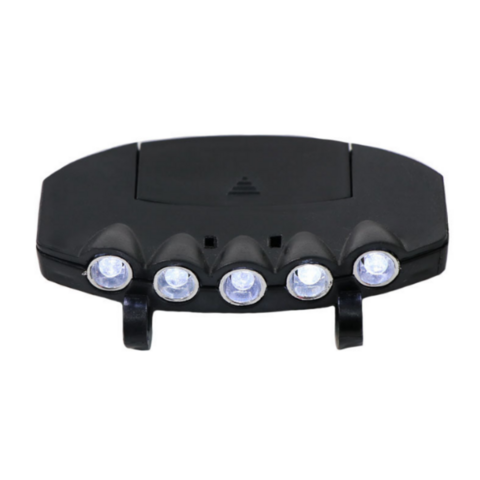 5 LED Kappenlampe, Schirmlampe, Hutlampe, Angel Stirnlampe, Nachtangel Lampe, inklusive Batterien
