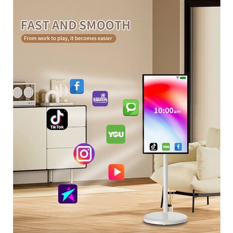 Écran Tactile Interactif Android OS de Bonne Qualité avec Batterie, Moniteur Mini TV Intelligent, Affichage Numérique Portable Rechargeable Mobile