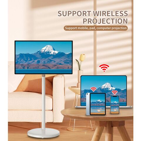 Écran Tactile Interactif Android OS de Bonne Qualité avec Batterie, Moniteur Mini TV Intelligent, Affichage Numérique Portable Rechargeable Mobile