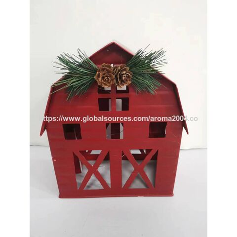 Maison métallique OEM avec guirlande lumineuse LED, maison décorative de Noël pour cadeau de fêtes
