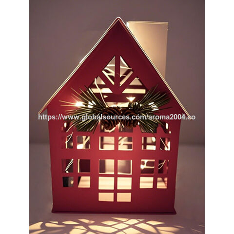 Maison métallique OEM avec guirlande lumineuse LED, maison décorative de Noël pour cadeau de fêtes