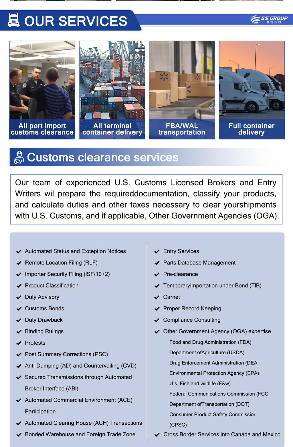 Us Expedited Customs Clearance Trucking Service Door To Door Service ...