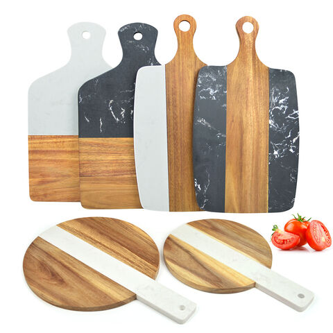 Fourniture Directe d'Usine Planche à Découper en Bois d'Acacia Imitation Marbre Plateau de Service en Bois Planches à Découper de Cuisine pour Légumes