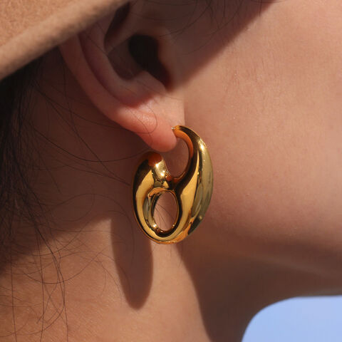 SISSLIA Boucles d'oreilles pendantes en acier inoxydable de haute qualité, motif grain de café creux, plaqué or 18 carats, nouveau design tendance