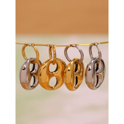 SISSLIA Boucles d'oreilles pendantes en acier inoxydable de haute qualité, motif grain de café creux, plaqué or 18 carats, nouveau design tendance