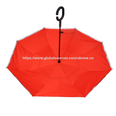 Parapluies inversés, toile de parapluie double couche, parapluie de voiture à long manche, personnalisable