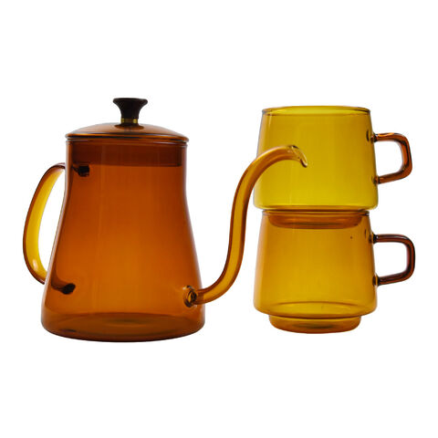 Cafetière en verre de 500 ml en gros avec tasses en verre de 360 ml pour une utilisation familiale, les fêtes et le bureau au quotidien