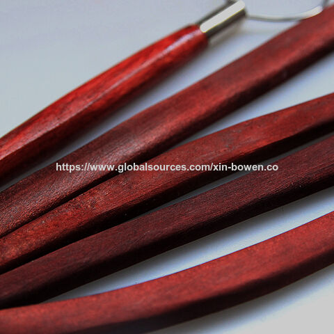 Juego de 5 herramientas de arcilla portátiles de madera roja Xin Bowen para esculpir arcilla, herramientas multifuncionales de bricolaje, juego de herramientas de cerámica