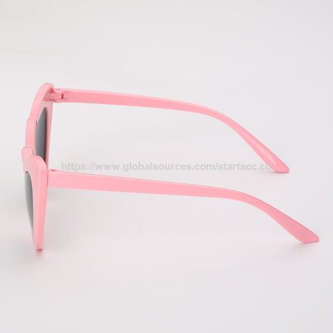 نظارات شمسية للبنات بتصميم OEM جديد، بلاستيك مخصص، شكل قلب ملون، عدسات حماية UV400