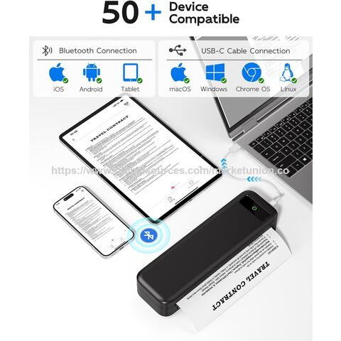 Impresoras Portátiles Inalámbricas para Viajes, Impresora Térmica Bluetooth Sin Tinta, Soporte para Tamaño Carta US de 8.5" X 11" y A4