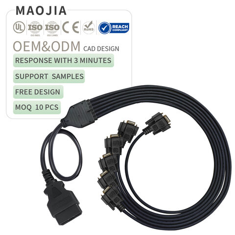 كابل محول احترافي OBD2 ذكر إلى 6 منافذ DB9 أنثى، مقسم تسلسلي RS232 CAN Bus للسيارات لتشخيص المركبات