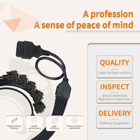 كابل محول احترافي OBD2 ذكر إلى 6 منافذ DB9 أنثى، مقسم تسلسلي RS232 CAN Bus للسيارات لتشخيص المركبات