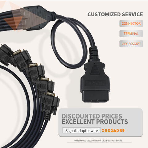 كابل محول احترافي OBD2 ذكر إلى 6 منافذ DB9 أنثى، مقسم تسلسلي RS232 CAN Bus للسيارات لتشخيص المركبات