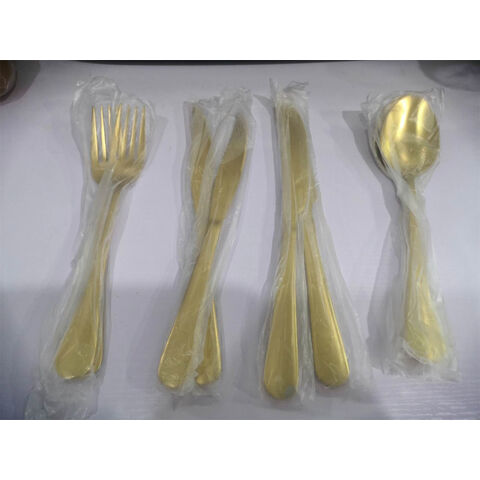 Juego de cubiertos de acero inoxidable de 4 piezas para restaurantes, venta al por mayor para bodas
