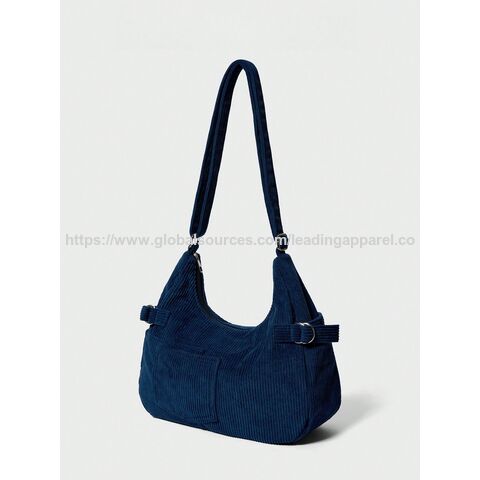 Bolsa Hobo Decorativa Retro de Bombazine com Fivela e Bolso Lateral para Mulheres, Ideal para Trabalho, Escola e Uso Casual