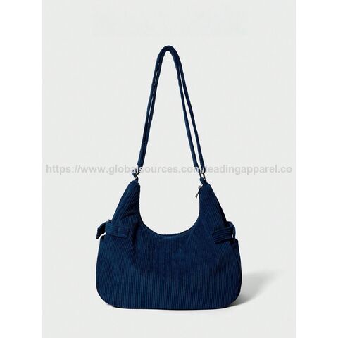 Bolsa Hobo Decorativa Retro de Bombazine com Fivela e Bolso Lateral para Mulheres, Ideal para Trabalho, Escola e Uso Casual