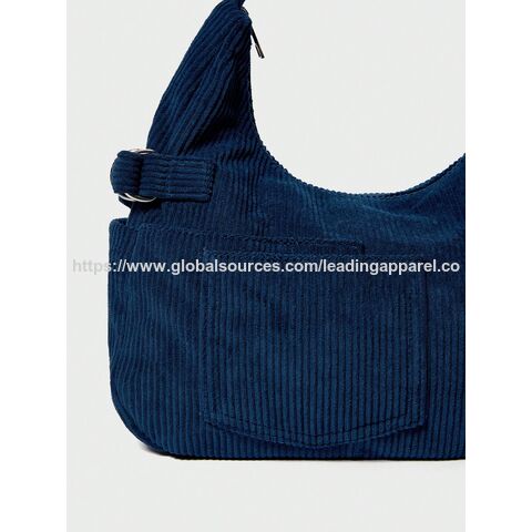 Bolsa Hobo Decorativa Retro de Bombazine com Fivela e Bolso Lateral para Mulheres, Ideal para Trabalho, Escola e Uso Casual