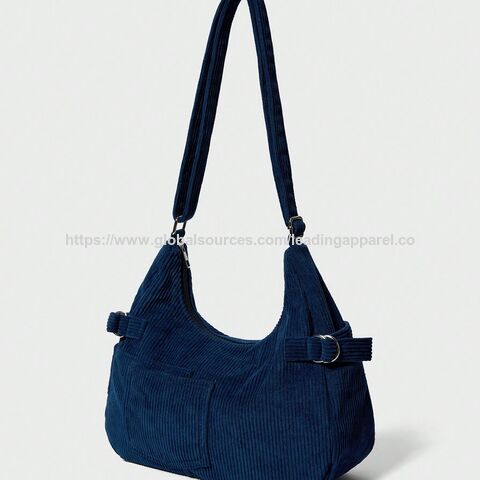 Bolsa Hobo Decorativa Retro de Bombazine com Fivela e Bolso Lateral para Mulheres, Ideal para Trabalho, Escola e Uso Casual