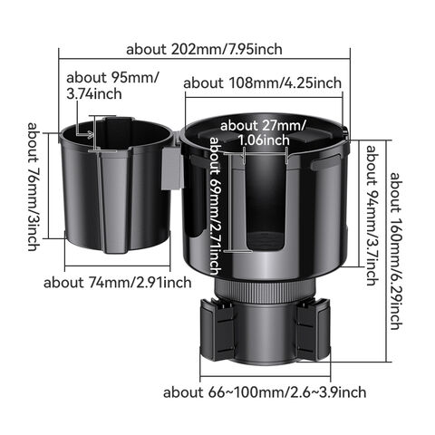Grosir Adjustable 2-in-1 Car Cup Holder dengan Basis Offset yang Dapat Diperluas untuk Mug Bertangkai, Botol, Telepon, dan Organizer Kunci