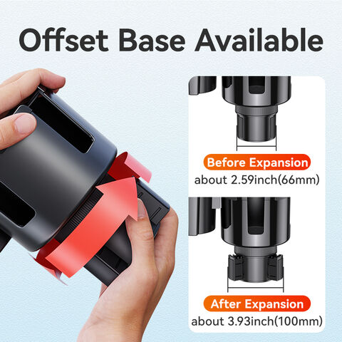Grosir Adjustable 2-in-1 Car Cup Holder dengan Basis Offset yang Dapat Diperluas untuk Mug Bertangkai, Botol, Telepon, dan Organizer Kunci