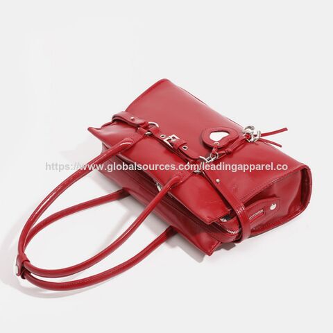 Sac fourre-tout de mode en gros, grande capacité, sac à main sous le bras, couleur pure, sac de shopping avec décoration de suspension de miroir en forme de cœur pour femmes