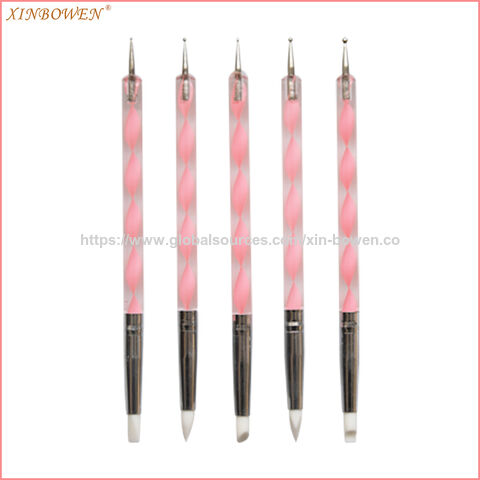Juego de Herramientas de Arcilla de Doble Cabeza Rojo Rosa Xin Bowen con Mango Acrílico, Juego de Herramientas para Puntear Cerámica para Producción DIY
