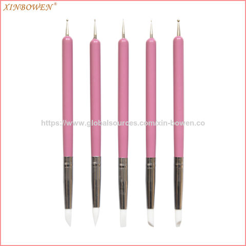 Juego de Herramientas de Arcilla de Doble Cabeza Rojo Rosa Xin Bowen con Mango Acrílico, Juego de Herramientas para Puntear Cerámica para Producción DIY