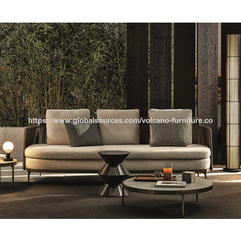 Hochwertige Aluminium-Gartenmöbel-Lounge-Set mit Teakholz für Terrasse, Garten und Hotel