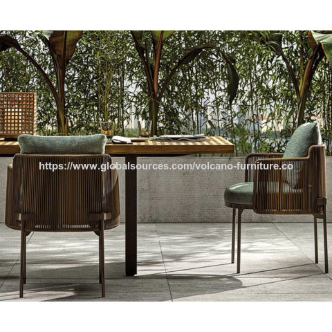 Hochwertige Aluminium-Gartenmöbel-Lounge-Set mit Teakholz für Terrasse, Garten und Hotel