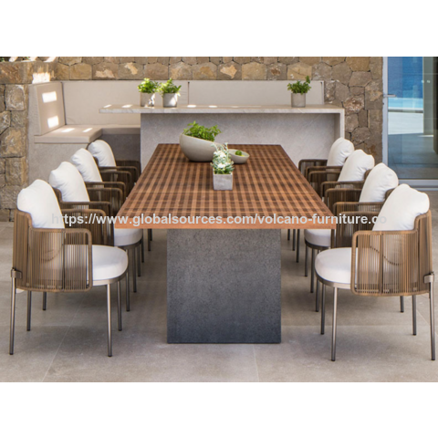 Hochwertige Aluminium-Gartenmöbel-Lounge-Set mit Teakholz für Terrasse, Garten und Hotel