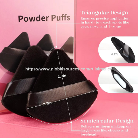 Benutzerdefinierter dreieckiger Puderquaste Make-up Schwamm, weiche Velours Private Label Kosmetik Puderquaste, schwarze Samt Puderquasten für das Gesicht
