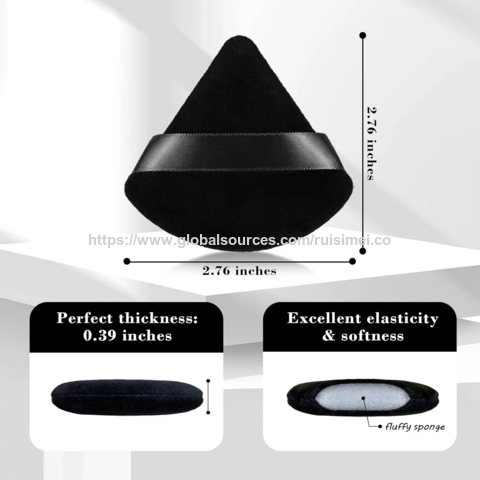 Benutzerdefinierter dreieckiger Puderquaste Make-up Schwamm, weiche Velours Private Label Kosmetik Puderquaste, schwarze Samt Puderquasten für das Gesicht